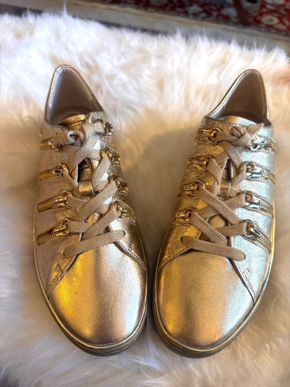 Women Michael Kors  golden leather Chelsie sneakers sz 7,5 NWOT